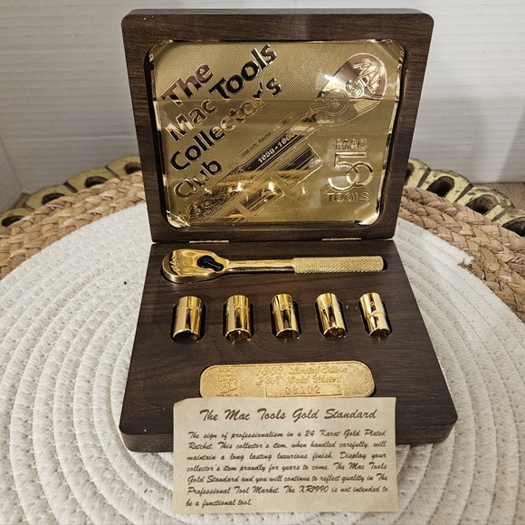 1988 Limited Edition MAC 50 Tools 24K Gold Plated 6pc Ratchet Socket Set - Picture 13 of 16